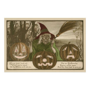 Witch Jack O'Lantern Pumpkin Goblin Fototryck