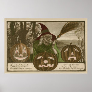 Witch Jack O'Lantern Pumpkin Goblin Poster