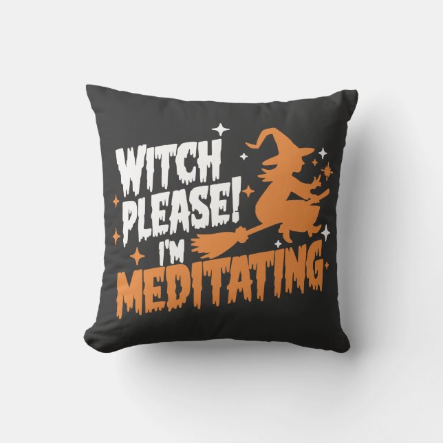 Witch, jag är meditating Halloween Kudde (Framsida)