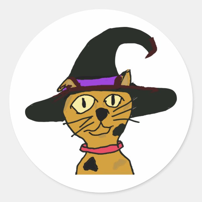 Witch Kattunge Runt Klistermärke (Framsida)