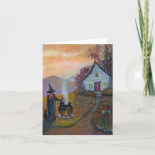 Witch kväll Halloween Note Card Kort