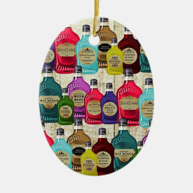 Witch Läkare Magic Potion Apothecary Tonic Flaska Julgransprydnad Keramik (Framsidan)