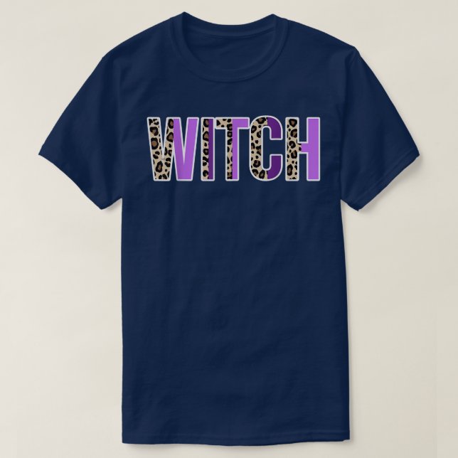 Witch Leopard Design Witches Halloween Costume Des T Shirt (Design framsida)