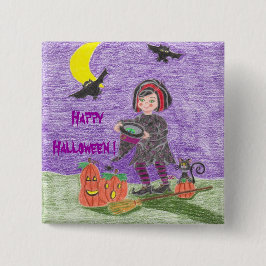 Witch Lila Halloween-knapp Knapp