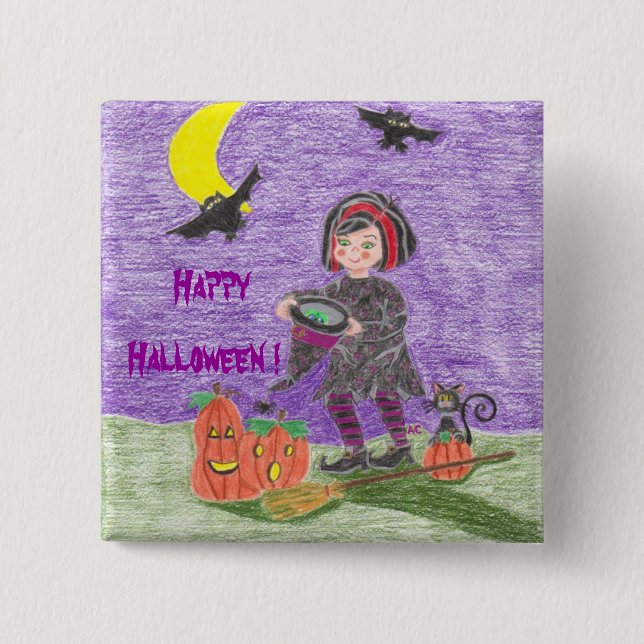 Witch Lila Halloween-knapp Knapp (Framsida)