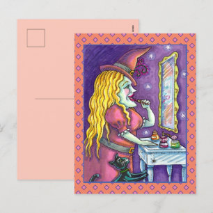 WITCH LIPSTICK, PARFYM & NAGEL POSH, FUNNY CUTE HELG VYKORT