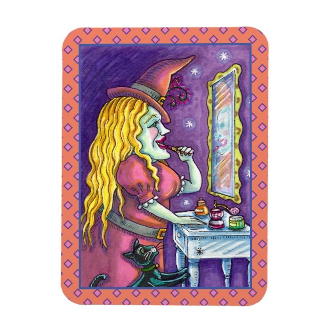 WITCH LIPSTICK, PARFYM & NAGEL POSH, FUNNY CUTE MAGNET (Vertikal)