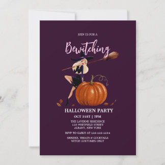 Witch Magic Gouache Halloween Costume Party Inbjudningar