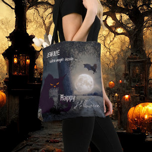 Witch Magic Haunted Halloween Black Cat Tygkasse