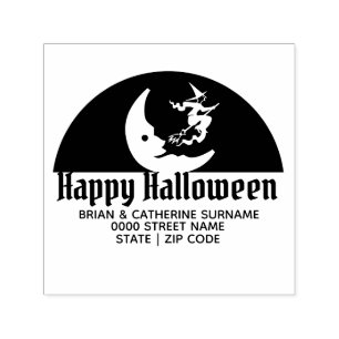 Witch måne silhuette halloween returadress självfärgande stämpel