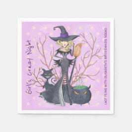 Witch med broom Halloween bachelorette Party Pappersservett