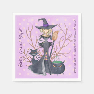 Witch med broom Halloween bachelorette Party Pappersservett