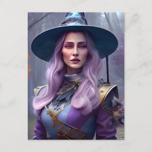 Witch med Lila Hair Vykort