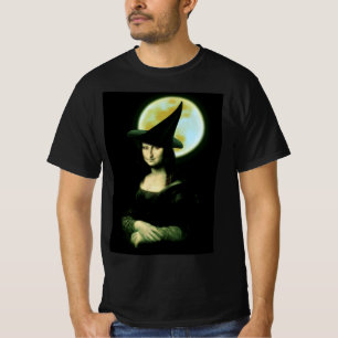 Witch Mona Lisa Halloween Full Moon T Shirt