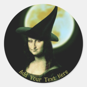 Witch Mona Lisa Halloween Runt Klistermärke