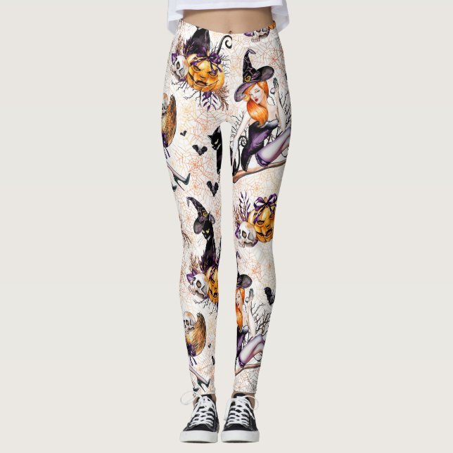 Witch Mönster Halloween Leggings (Framsida)