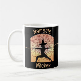 Witch Namaste Witches Halloween Yoga Orange Black Kaffemugg
