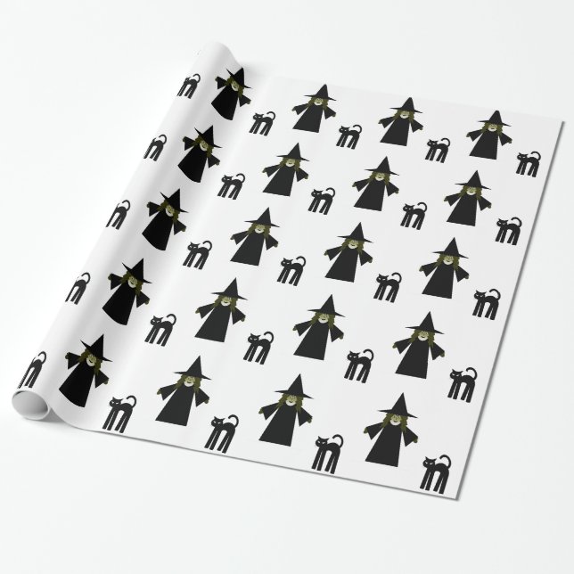 Witch och Cat Gift Wrapping Papper av Cheeky Witch Presentpapper (Utrullad)