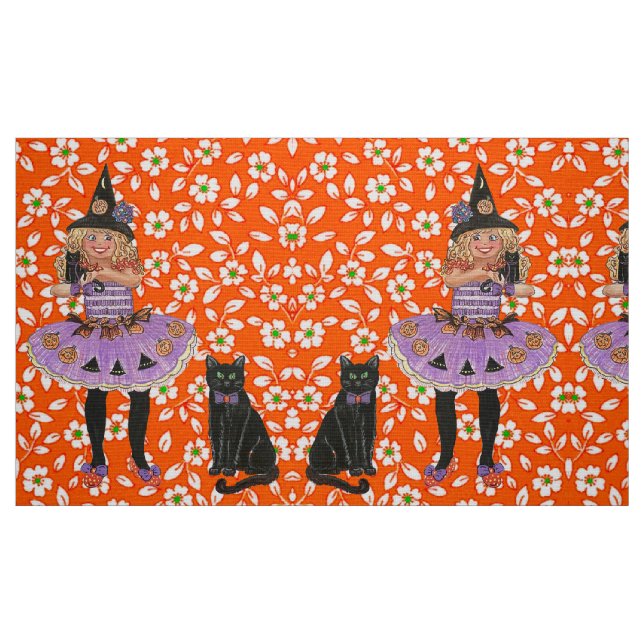 Witch och Cats Halloween Fabric Tyg (Fat Quarter)