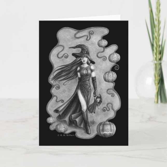 Witch och Doll Halloween Kort (Framsida)