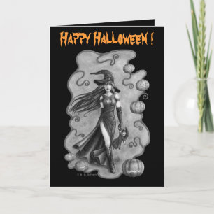 Witch och Doll Halloween Kort