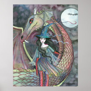Witch och Dragon Poster av Molly Harrison