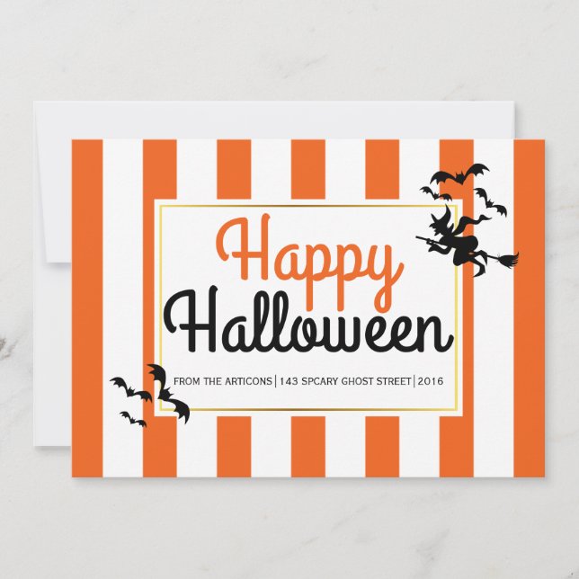 Witch och fladdermus rand moderna Halloween (Framsida)