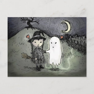 Witch och Ghost i Kärlek Vykort