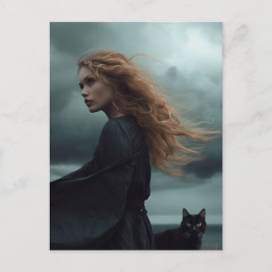 Witch och hennes katt vykort