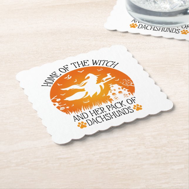 Witch och hennes paket med Dachshunds-Coola Underlägg Papper (Vinklad)