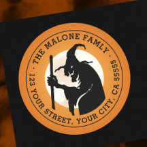 Witch och måne Halloween orange returadress