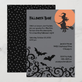 Witch och Måne Halloween Vuxen Costume Party Fladd Inbjudningar