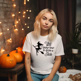 Witch on a Broomstick Halloween T Shirt