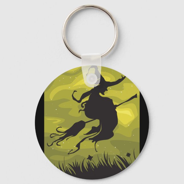 Witch on a Broomstick Keychain Nyckelring (Framsida)