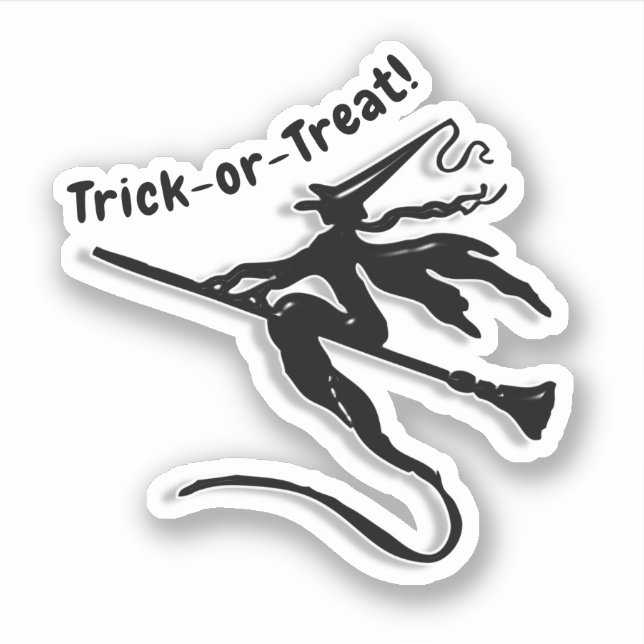 Witch on Broomstick Halloween Klistermärken (Framsida)