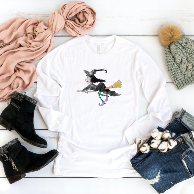 Witch på Broom Halloween Shirt Tee (Skapare uppladdad)