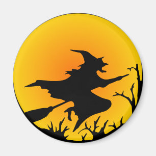 Witch på Broom Magnet