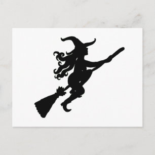 Witch på Broom Silhouette Vykort