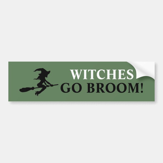 Witch på Broomstick Bumper Sticker Bildekal (Framsidan)