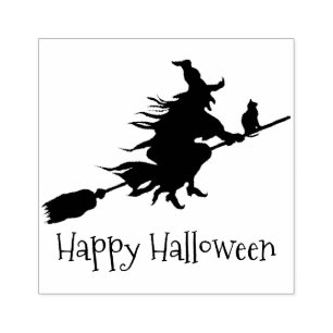 Witch på Broomstick Halloween Design Design Wooden Stämpel