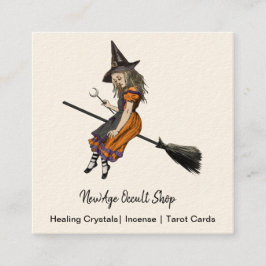 Witch på en broom Occult Shop Fyrkantigt Visitkort