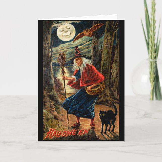 Witch på Halloween Natt Kort (Framsida)
