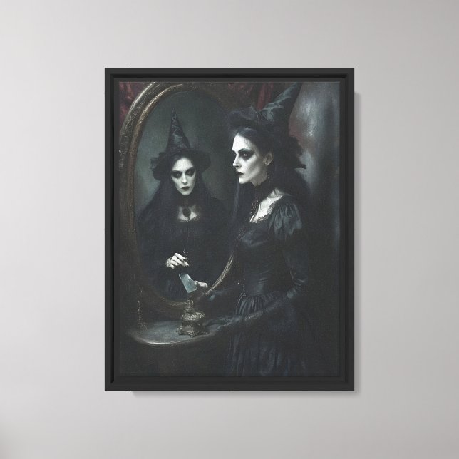Witch på Spegel Canvas Wall Art Art (Framsida)