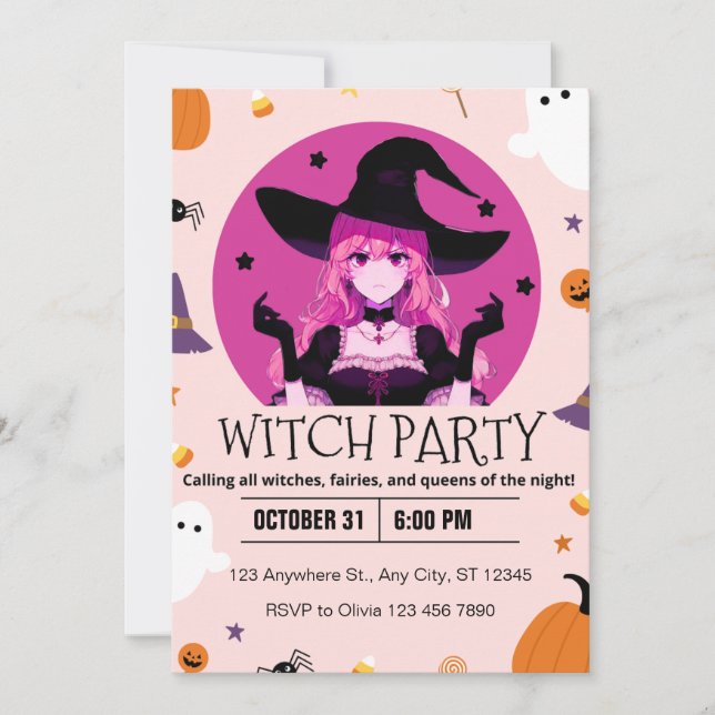 Witch Party Halloween Firande Inbjudningar (Framsida)