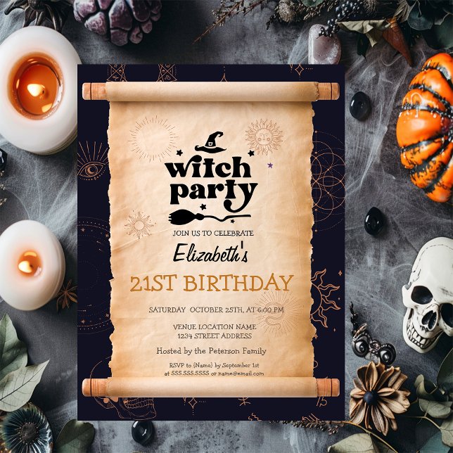 Witch Party Halloween Mystical Birthday Inbjudningar (Skapare uppladdad)