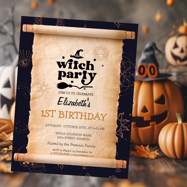 Witch Party Halloween Mystical Birthday Inbjudningar (Skapare uppladdad)