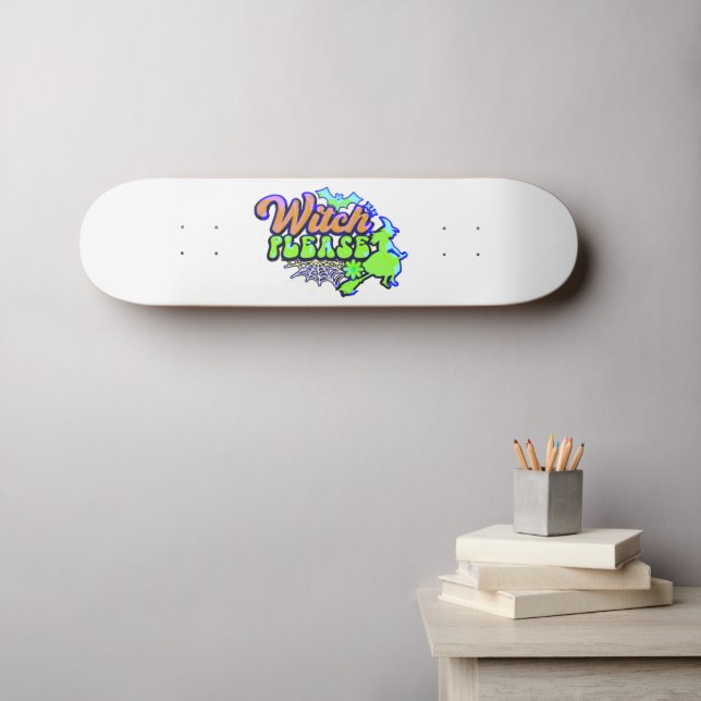 WITCH PLEASE Lustig halloween Mini Skateboard Bräda 18,5 Cm (Väggkonst (Horz))