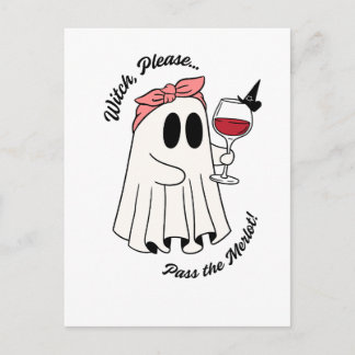 Witch Please Pass the Merlot Funny Halloween Wine Inbjudan Vykort