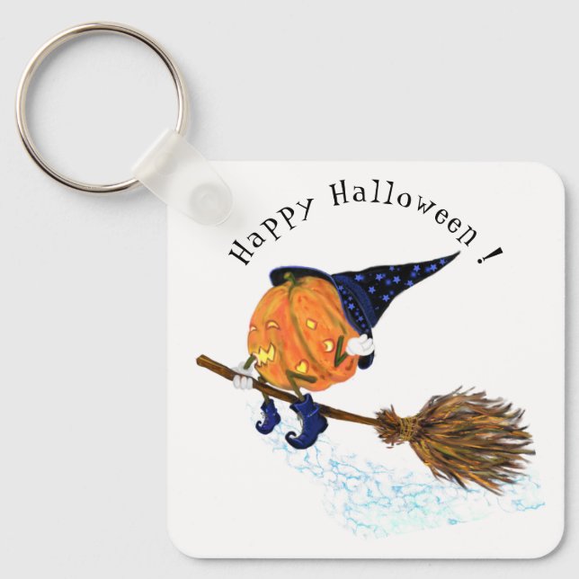 Witch Pumpkin Halloween Keychain Nyckelring (Framsida)