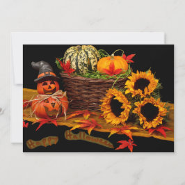 Witch Pumpkin och Solblommor Inbjudningar